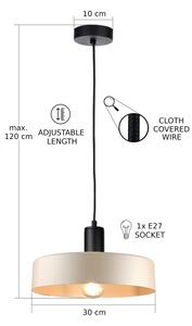 Lustră pe cablu LATTE 1xE27/60W/230V bej/negru