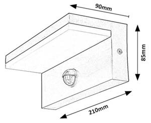 Aplică LED de exterior cu senzor Rabalux 77115 ZARAGOZA LED/9W/230V IP54 negru