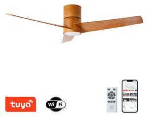 ZEVENTI - Ventilator de tavan LED BARROSA, 18W/230V, Wi-Fi Tuya, maro + telecomandă