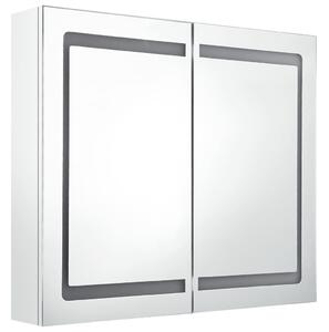 Dulap de baie cu oglindă și LED, alb strălucitor, 80x12x68 cm
