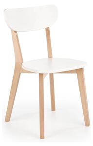 Scaun BUGGI, alb/stejar, lemn de fag, 45X50X81 CM