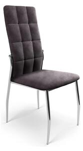 Scaun tapitat K416, gri/argintiu, stofa catifelata/metal, 43x54x101 cm