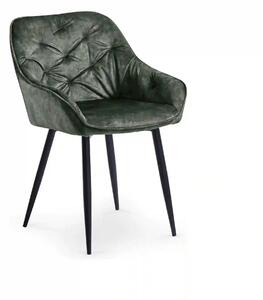 Scaun tapitat K418, verde/negru, stofa clasica/metal, 56x65x81 cm
