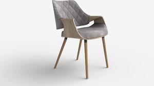 Scaun tapitat K396, stejar/gri, stofa catifelata/placaj, 56x55x77 cm