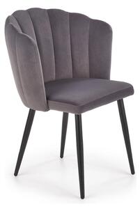 Scaun tapitat K386, gri inchis/negru, stofa catifelata/metal, 60x58x84