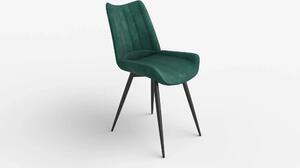 Scaun tapitat K388, verde/negru, stofa catifelata/metal, 53x61x87 cm