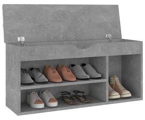 Bancă pantofar cu pernă gri beton 104x30x49 cm, lemn prelucrat