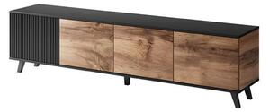 Comoda TV RANDOM, stejar wotan/negru, PAL furniruit, 200x40x52 cm