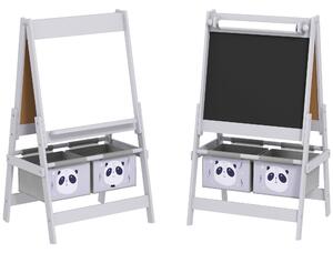 AIYAPLAY Tablă pentru Copii 3-În-1 cu 2 Rafturi și Șevalet din Lemn pentru Copii de 3-8 Ani, 54x46,5x93 cm, Roz | Aosom Romania