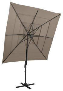 Umbrelă de soare 4 niveluri stâlp aluminiu gri taupe 250x250 cm