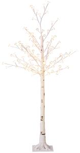 HOMCOM Copac Di Betulla Con 120 Lumini Led Înalt 150cm 3 Niveluri Luminosità Alb | Aosom Romania