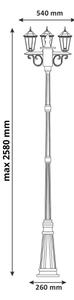 Lampă de exterior 3xE27/20W/230V IP43 2,58 m patină