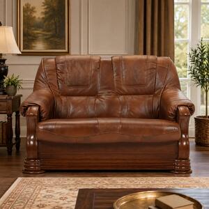Canapea PARMA, maro, piele naturala/lemn/placaj, 145x96x95 cm