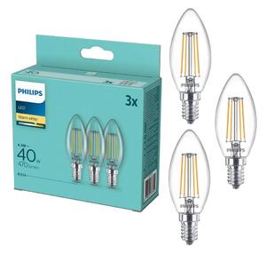 SET 3x Bec LED Philips B35 E14/4,3W/230V 2700K