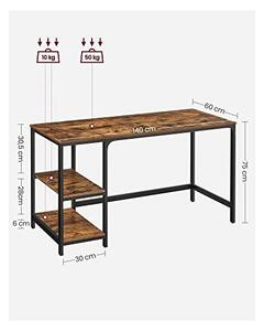 Birou, Vasagle, Maro Rustic, LWD55X, 140 x 60 x 75 cm