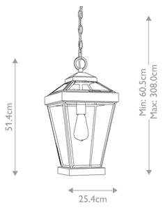 Lustră de exterior pe lanț RAVINE 1xE27/60W/230V IP23 neagră Quoizel