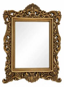 RESIGILAT- Oglindă decorativă de perete, ramă aurie antichizată, 64 × 84 cm