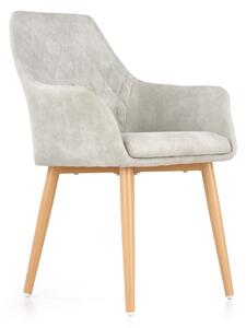 Fotoliu elegant Velvet Deluxe, matlasat cu catifea gri, pentru living si dining, inaltime 85 cm, cadru metalic