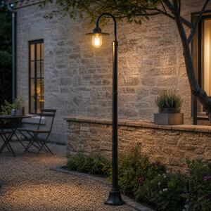 Lindby Lampa de exterior Bilma, cu 1 bec, finisaj ruginit, 220 cm, sticlă, IP65, reglabil, Maro / Rugină, Aluminiu, Modern