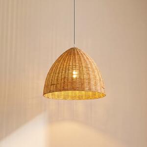 Lindby Lampă suspendată Laverne, Ø 40 cm, ratan, E27, reglabil, Lemn, Camera de zi / sufragerie, Lemn, Scandinavă