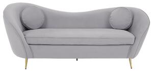 KONDELA Canapea de design cu 3 locuri, ţesătură Velvet gri/gold crom auriu, EZIO TYP 3