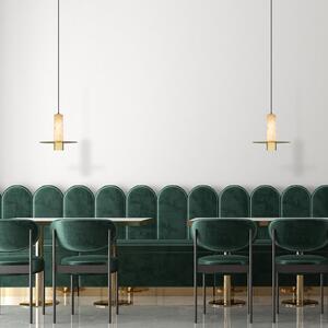 Zambelis Lampă suspendată LED 2549, alamă, Ø 20 cm, metal/alabastr, dimabil, reglabil, Auriu / Alamă, Camera de zi / sufragerie, Metal