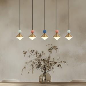 Zambelis Lampă suspendată LED 25103, alamă/colorată, 5 becuri. Metal/sticlă/ceramică, reglabil, Auriu / Alamă, Camera de zi / sufragerie, Metal