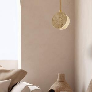 Zambelis Lampă suspendată LED 25336, bej, Ø 10 cm, piatră naturală, Bej, Camera de zi / sufragerie, Piatră, Modern