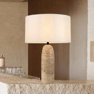 Zambelis Lampă de masă 25428, bej/alb, înălțime 55 cm, piatră/textil, soclu E27, Bej, Camera de zi / sufragerie, Piatră