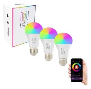 SET 3x bec LED RGB+CCT dimabil E27/11W/230V Wi-Fi Tuya Immax NEO 07733C