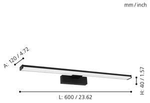 Aplică LED pentru oglindă de baie Eglo 780431 BETETA 11W/230V 60 cm IP44 negru