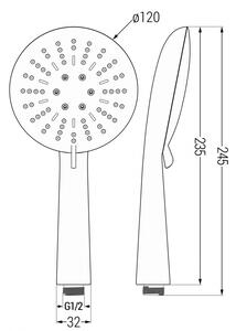 Mexen R-67 mâner de duș cu 3 funcții, Crom/Albă - 79567-00
