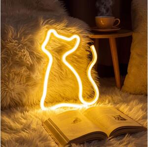 Decorațiune neon LED de masă, 2W, 3xAA/USB – Pisică