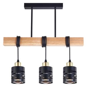 Lustră suspendată pe cablu ELEN, 3x E27/35W/230V, negru/auriu/maro