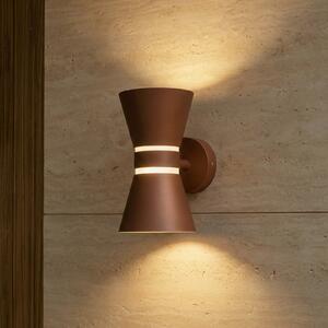 Lucande Lampa de perete pentru exterior cu LED Meravi, maro, 2 becuri, IP44, Maro / Rugină, Aluminiu, Modern