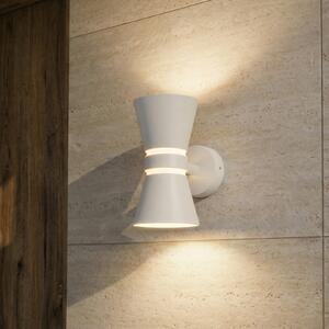 Lucande Lampă de perete pentru exterior cu LED Meravi, albă, 2 becuri, IP44, Alb, Aluminiu, Modern