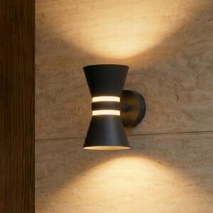 Lucande Lampa de perete pentru exterior cu LED Meravi, antracit, 2 becuri,, Negru, Aluminiu, Modern