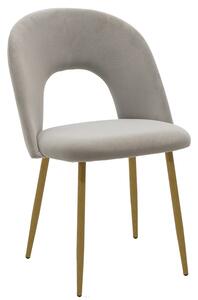 Scaun Bucatarie/Dining Hannah Catifea Gri ,Picioare Metalice Finisaj Lemn