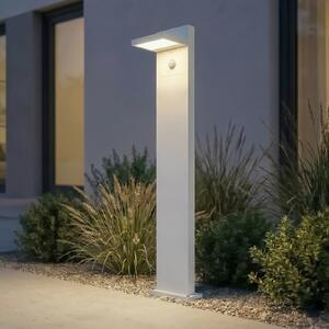 Lucande Bornă luminoasă LED Silvan, albă, 100 cm, cu senzor, IP54, Alb, Aluminiu, Modern