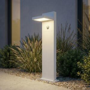 Lucande Bornă luminoasă LED Silvan, albă, 65 cm, cu senzor, IP54, Alb, Aluminiu, Modern