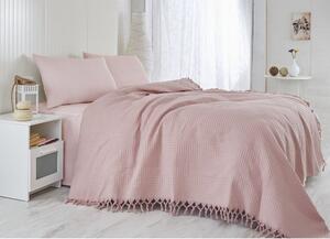 Cuvertură roz din bumbac pentru pat dublu 220x240 cm Pique – Mijolnir
