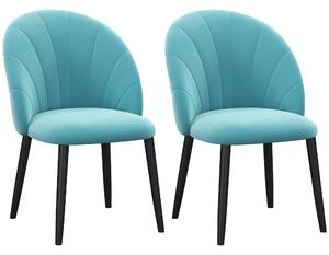 Set 2 scaune HOMCOM pentru camera de zi, tapitate, din metal si tapiterie cu efect de catifea verde deschis, 52x54x79cm | Aosom RO