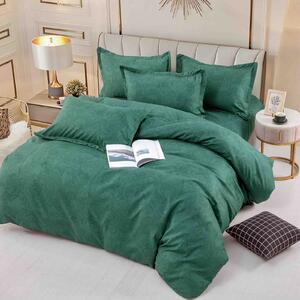 Lenjerie de pat, 1 persoană, finet, 4 piese, verde , cu model, LP205