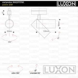 Proiector pentru sina magnetica SPOT60 ALB LED LUXON
