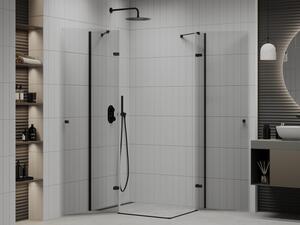 Mexen Roma Duo cabină de duș cu balamale 80 x 70 cm, transparent, Neagră - 854-080-070-70-00-02
