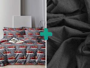 2x lenjerie de pat din microfibră HAPPY PAW-LIDAYS gri + cearșaf de tricot 180x200 cm gri închis