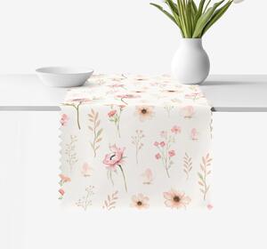 Goldea napron de masă teflonat - flori roz 35x140 cm