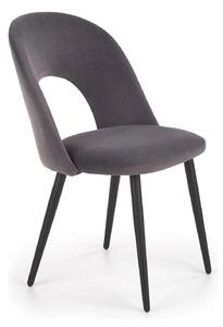 Scaun tapitat K384, gri/negru, stofa catifelata/metal, 54x57x84 cm