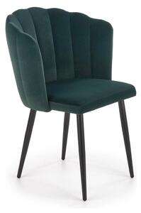 Scaun tapitat K386, verde/negru, stofa catifelata/metal, 60x58x84 cm