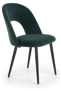 Scaun tapitat K384, verde/negru, stofa catifelata/metal, 54x57x84 cm